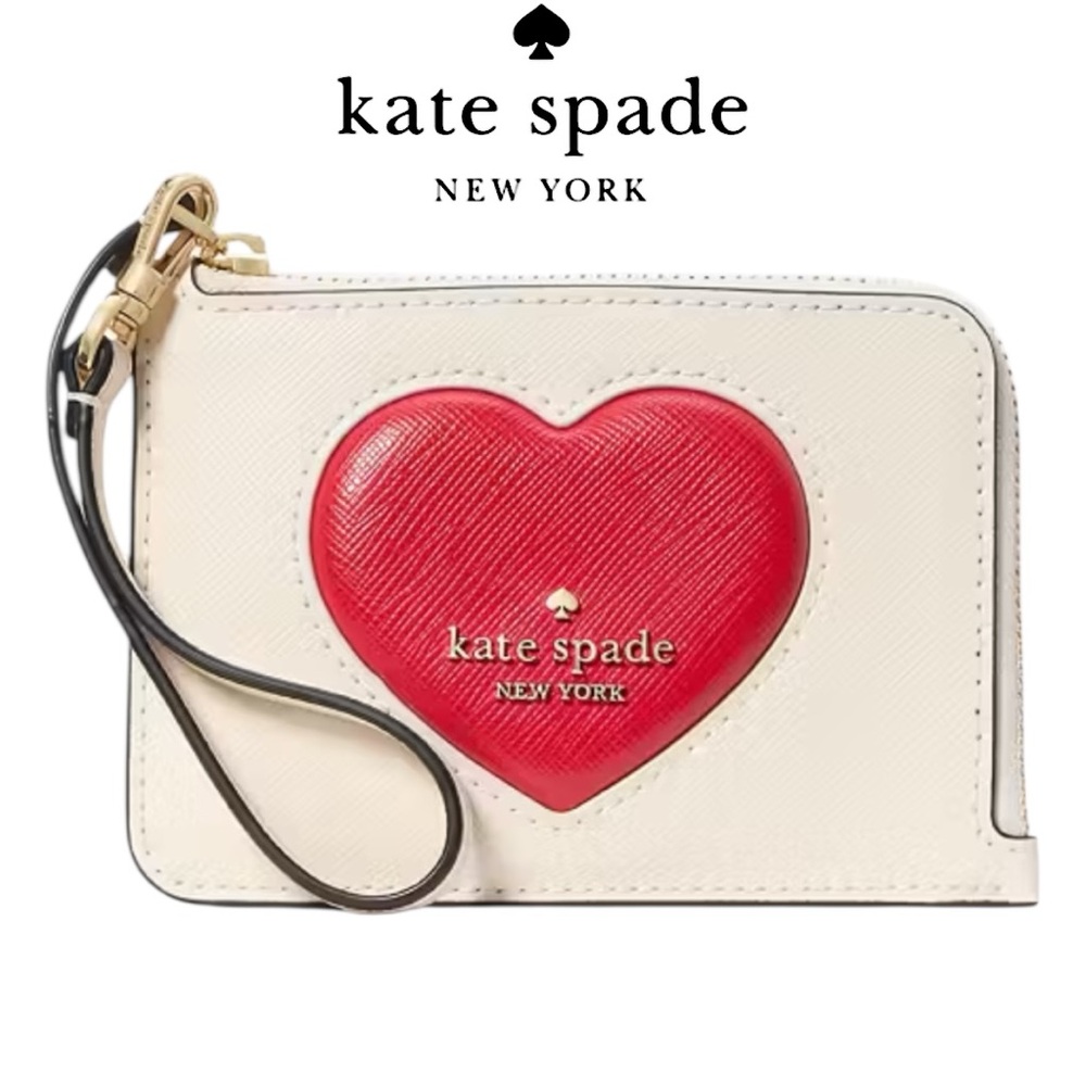 Kate Spade Madison Puffy Heart Small Card Holder Wristlet - Picture 1 of 3